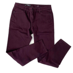Simply Vera Wang Ann Burgundy Purple Mid Rise Skinny Stretch Jeans Womens 8 28
